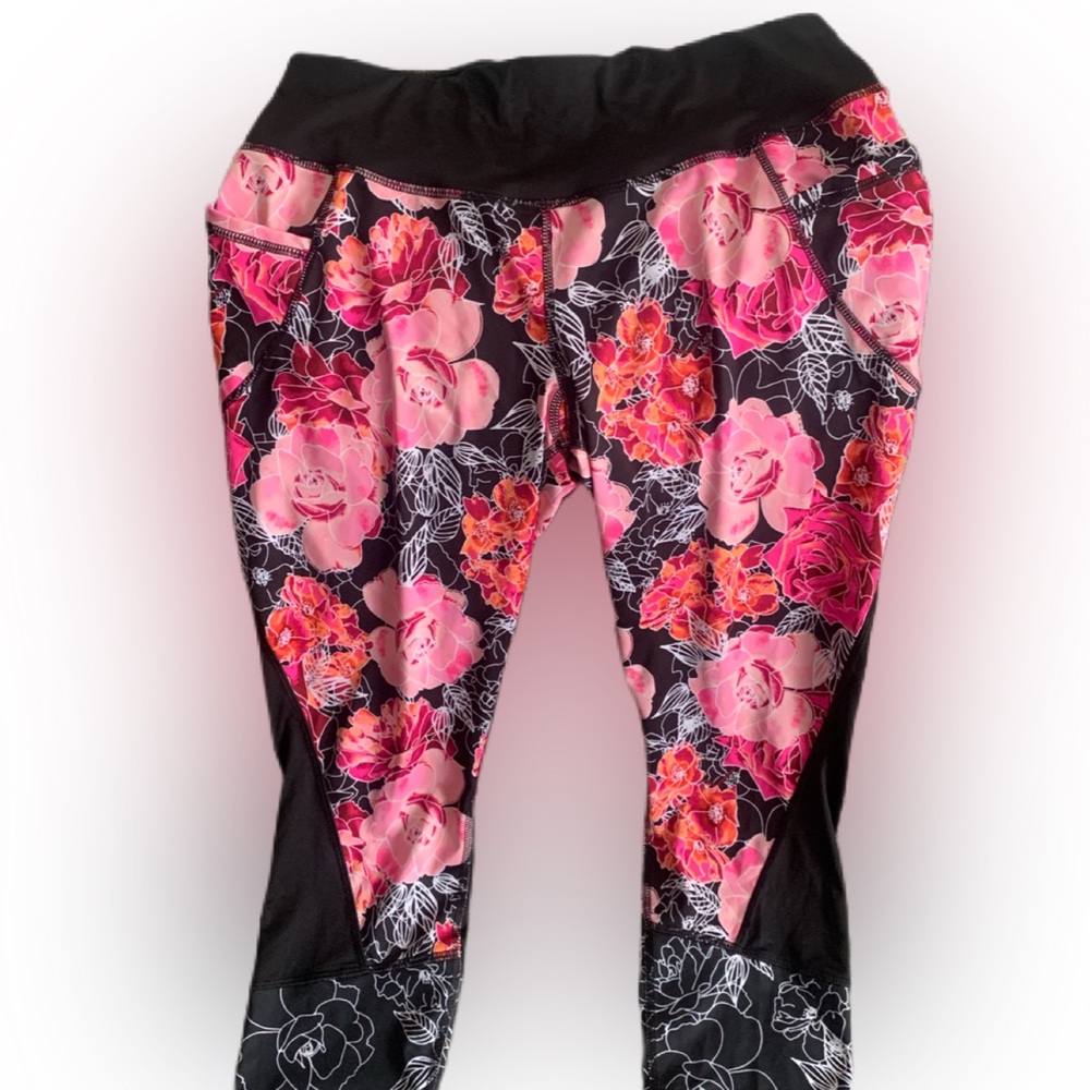 Pre Owned Women’s Danskin Now Leggings Yoga Pants Floral Sz M AthleticWear